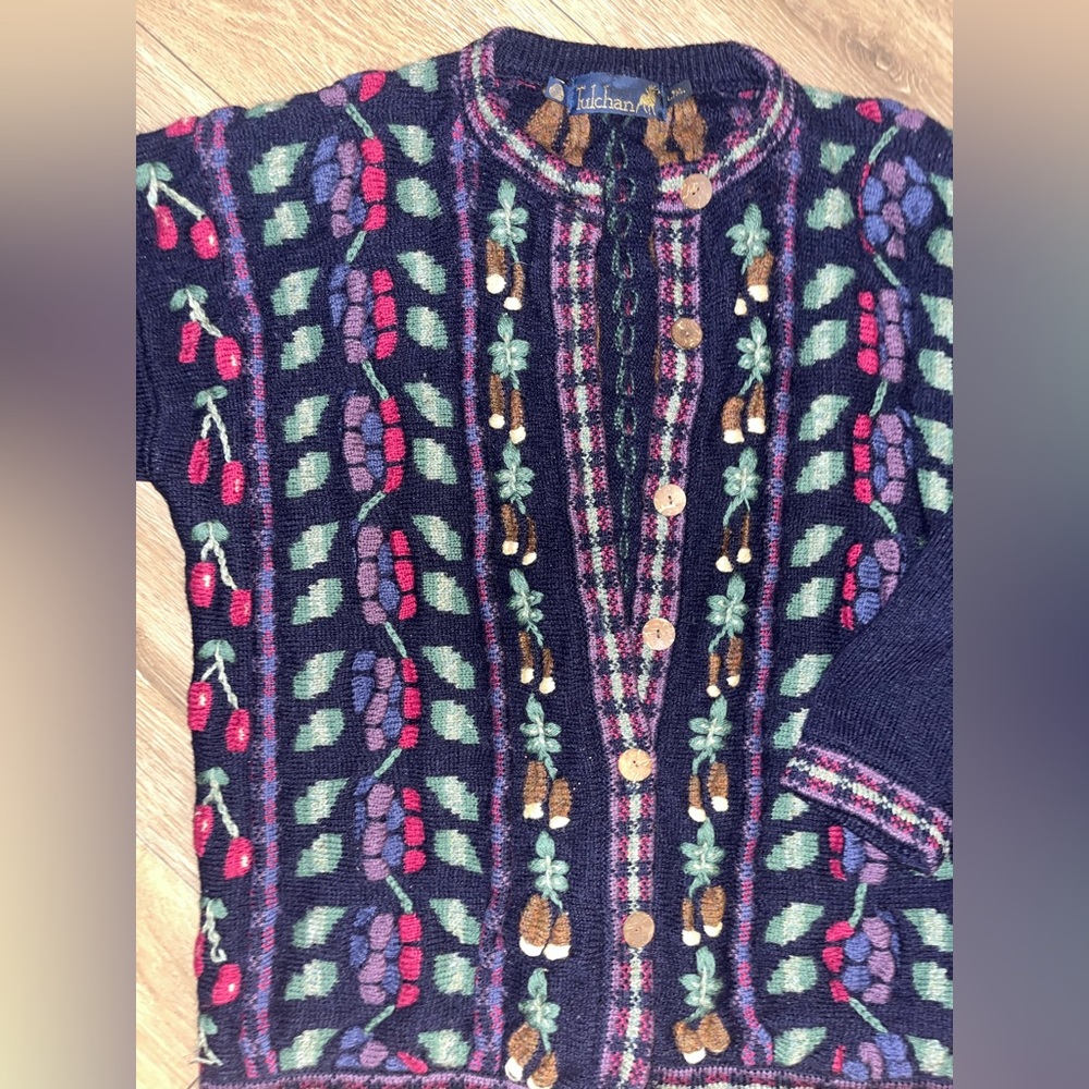 Tulchan Womens Pure Wool Cardigan Acorn Jacket L/XL SizeVintage 1996